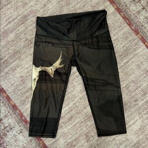 Teeki Black Leggings with Antler Design